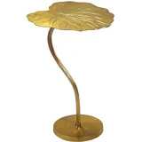 FineBuy Beistelltisch Alu Gold 40x38cm Blattform Wohnzimmertisch Couchtisch Anstelltisch