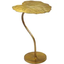 FineBuy Beistelltisch Alu Gold 40x38cm Blattform Wohnzimmertisch Couchtisch Anstelltisch
