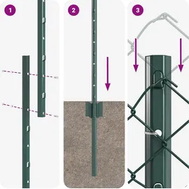 vidaXL Zaun mit Pfosten 1 x 10 m Grün/Stahl