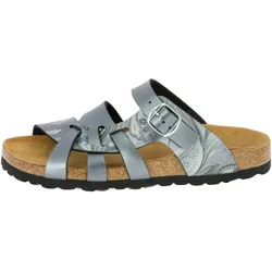 Pantolette LICO "Pantolette Bioline Flora", Gr. 42, grau, Synthetik, Schuhe