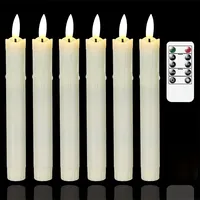 Flammenlose Flackernde Kerzen, Fernbedienung, 19 Cm, Beige, Batteriebetrieben, Set Mit 6 Flammenlosen Kunststoffkerzen Mit Wachseffekt (2,2 Cm Durchmesser)