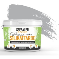 SEEBAUER diy® Silikatfarbe Grau für Innen (No. 220 Grey Stone 5,0 Liter) Mineralfarbe Grautöne hohe Deckkraft