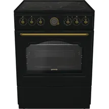 Gorenje Classico GECS 6 B70CLB Elektrostandherd mit Glaskeramik-Kochfeld/Retro Design - schwarz