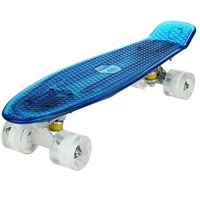 WeSkate 55cm Skateboard Complete Crystal 22" Cruiser Ywhb-35 Deck in Blau mit LED/Rollen in Weiß mit LED Deck mit LED und USB