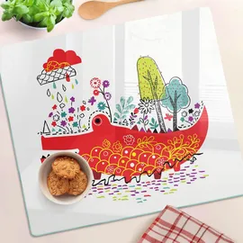 Tulup GLASPLATTE 60x52 cm Buntes Krokodil