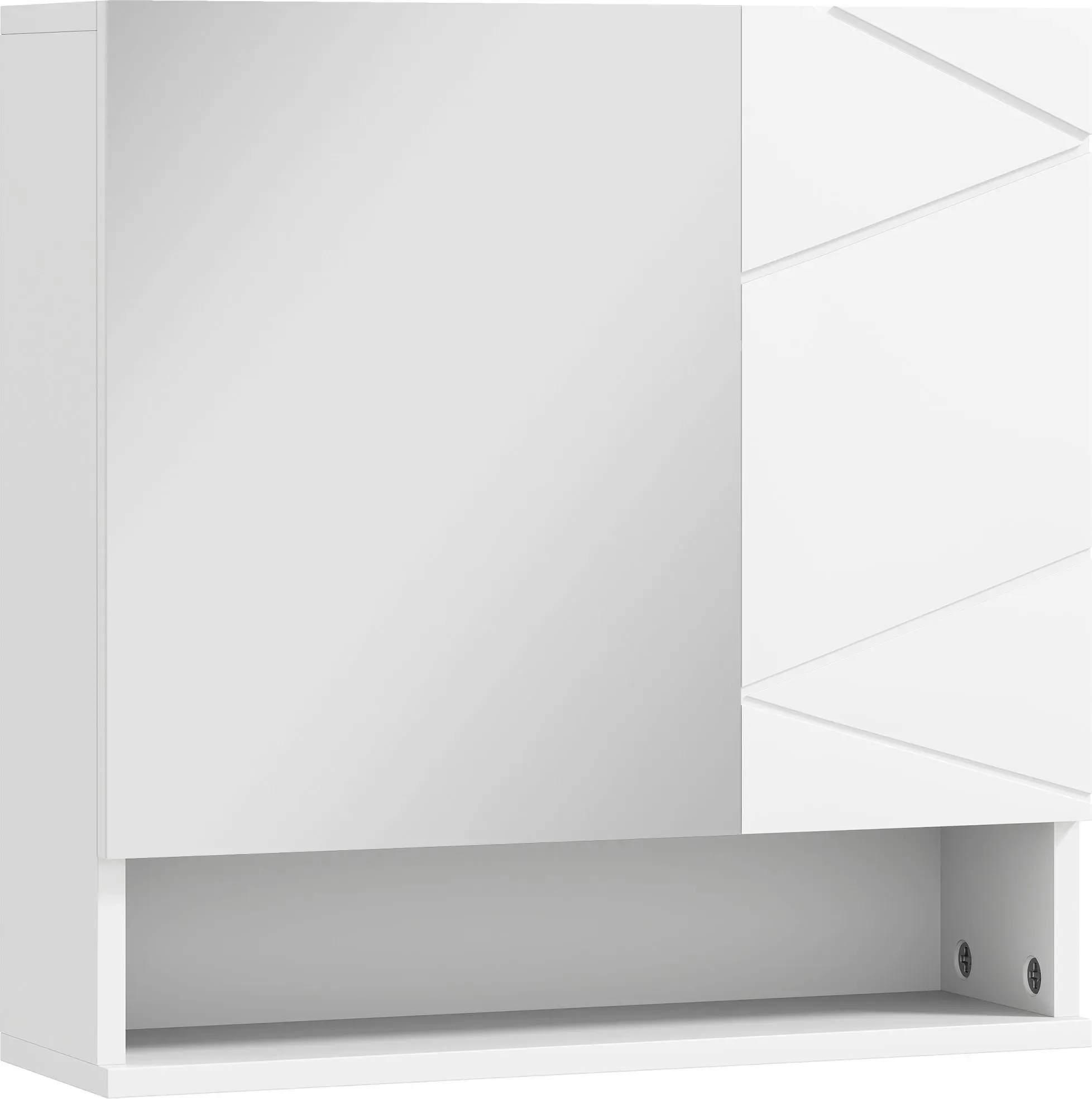 kleankin Wand-Spiegelschrank Badezimmer Aufbewahrungsschrank 2 Türen mit verstellbaren Regalen modernes Design 55 x 17 x 55 cm weiß   Aosom