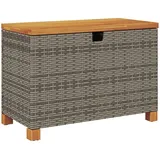 vidaXL Gartentruhe Grau 80x40x48 cm Poly Rattan Akazienholz