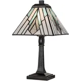 Tischleuchte Tischlampe Buntglas Metall Tiffany Stil 35 cm hoch E27 Wohnzimmer