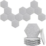 Mutig Akustikplatte Akustikplatte 12 Stück Hexagon Akustikpaneele Selbstklebend, (Akustikschaumstoff Schalldämmung, Hohe Dichte Schallschutzplatte), Akustik Absorber Akustikpanel für Wand Decke vom Studio Büro grau