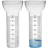 Veesper 2pcs Regenmesser im Freien gefrierproof, gefrierproof Glas Regenmesser Ersatzröhrchen 35 mm trichterförmige Regenmessgeräte für Garten, Gartenwassermesser für Regen