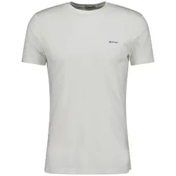 GANT Herren T-Shirt - CONTRAST LOGO, Rundhals, kurzarm, Baumwolle, Logo-Stickerei Weiß 2XL