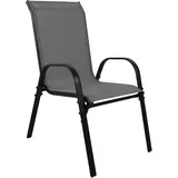 INDA-EXCLUSIV XL Gartenstuhl Stapelsessel Metall schwarz Textilen Anthrazit