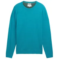 Tom Tailor Herren Basic Strickpullover aus Baumwolle, blau, Uni,