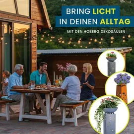Hoberg Pflanzsäule Metall 23 x 23 x 70 cm kabellos grau