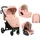 KIKKABOO Kombikinderwagen Madrid 3 in 1, Babyschale, Babywanne, faltbar, Tasche rosa - Rosa