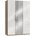 Level 150 x 216 x 58 cm Plankeneiche Nachbildung/Weißglas mit Glas- und Spiegeltüren
