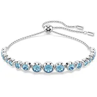Swarovski Imber Tennis Armband, Gemischte Rundschliffe, Blau, Rhodiniert