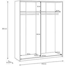 Forte Schwebetürenschrank Rondino 170,3 x 209,7 x 61,2 cm Weiß