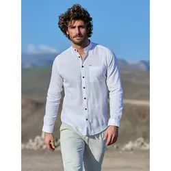 emilio adani Herren Hemd uni weiß regular Stehkragen - S