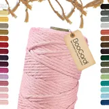 BooGardi Makramee Garn · Rosa 5mm x 100m · 3mm oder 5mm · viele Farben · Baumwollkordel · Baumwollgarn · DIY Bastelkordel · Kordelband