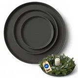 LIVLIG Dekotablett Deko Tablett, Serviertablett rund für Weihnachtsdeko & Adventskranz (Set, 3er Set), robust, pulverbeschichtet, modern, Ø 25 cm, 30 cm und 40 cm schwarz