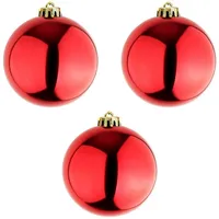 Mojawo 3 Stück XXL Christbaumkugeln Weihnachtsbaumkugeln Baumschmuck rot Ø