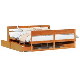 vidaXL Massivholzbett 180 x 200 cm Braun