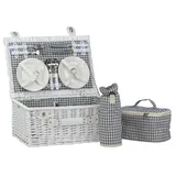 dvier Picknickkorb weiß weide f. 4 Personen inkl. Thermotasche
