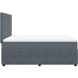 vidaXL Boxspringbett mit Matratze Dunkelgrau 140x200 cm Samt