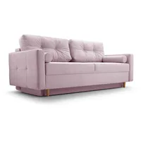 Fabryka Mebli Idźczak Schlafsofa Sofa Pastella Couch Ausklappbares Sofa Schlaffunktion Bettkasten - Kissen Bettzeugbehälter Hilfsautomat - Wohnzimmer Gästezimmer Modern Design (Queens 19 Rosa)