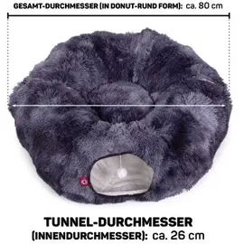 Canadian Cat Company Katzentunnel Otis - Donut-Tunnel inkl. Liegekissen | grau | ca. 80 x 80 x 26 cm dunkelgrau