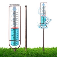 LUTER Regenmesser Glas 21 cm hoch, Regenmesser Litermesser mit Erdspieß, Niederschlagsmesser für Haus & Garten (Bronze)