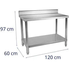 Royal Catering - Arbeitstisch Edelstahl Gastro Tisch Edelstahltisch Aufkantung Boden