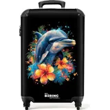 NoBoringSuitcases.com Handgepäck Koffer 55x35x20 cm, 36L, Sommerliche Graffiti: Delfin, Reisekoffer, mit Rollen,