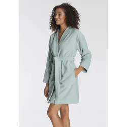 Bademantel LASCANA, Damen, Gr. XL/44 (46), grün (mint), Doubleface, unifarben, Kurzform, Hausmäntel