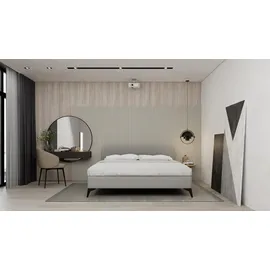 panda möbel Polsterbett, MAVILO - Komfortbett mit Stauraum, Doppelbett, 180x200cm, Grau, Taschenfederkernmatratze, H2/H3 - Grau