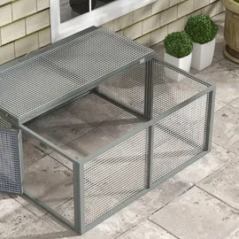 PawHut Kleintierstall mit Freilaufgehege 110 x 105 x 50 cm grau