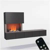GLOW FIRE Elektrokamin CW5 Links Wasserdampf Kamin- Wohnwand mit Kamin, Sideboard mit Kamin, Wasserdampfkamin mit 3D Feuer und Knisterfunktion schwarz