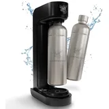 Luckymoose Infinity Wassersprudler schwarz mit 2x 1,25L Edelstahlflaschen