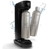 Luckymoose Infinity Wassersprudler schwarz mit 2x 1,25L Edelstahlflaschen