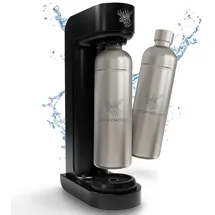 Luckymoose Infinity Wassersprudler schwarz mit 2x 1,25L Edelstahlflaschen