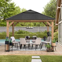 Sunjoy Pavilion 3,36 x 3,36 m inkl. 4 Seitenteile Anthrazit