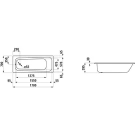 Laufen Pro Rechteckbadewanne 70 x 170 cm (2249500000401)