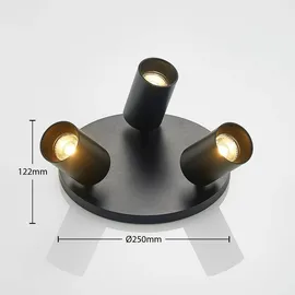 ARCCHIO Brinja, schwarz, rund, Ø 6 cm, 3-flg., GU10 - schwarz,