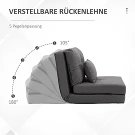 Homcom Schlafsessel 2 in 1 Leinen 60 x 80 x 56 cm Dunkelgrau mit Kissen