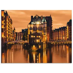 Wandbild ARTLAND "Speicherstadt in Hamburg", orange (farbe bild(er): orange), B:40cm H:30cm, Bilder, als Alubild, Outdoorbild, Leinwandbild in verschied. Größen