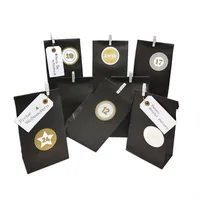 Frau Wundervoll Adventskalender Weihnachtszeit, Blockbodenbeutel schwarz, Ziffern gold - Schwarz