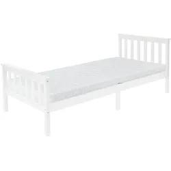 Einzelbett Jugendbett mit Lattenrost und Matratze Holzbett Kinder Bett 90x200 cm
