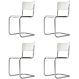 Thonet - S 43 Freischwinger, Chrom / weiß lasiert TP 200 (4er-Set)