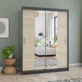 fabryka mebli idczak Schwebetürenschrank VISTA 01 150 x 200 x 61 cm Schwarz/Sonoma